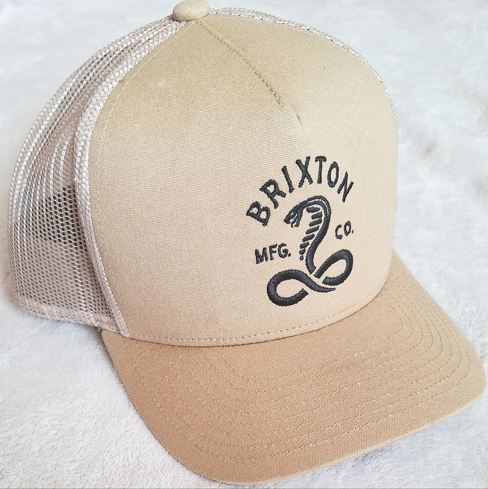 Brixton Beige Cobra Mesh Trucker Hat. Snapback.